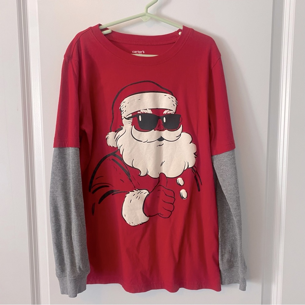 Carter's Red Santa Long Sleeve Christmas Tee - Boys 12